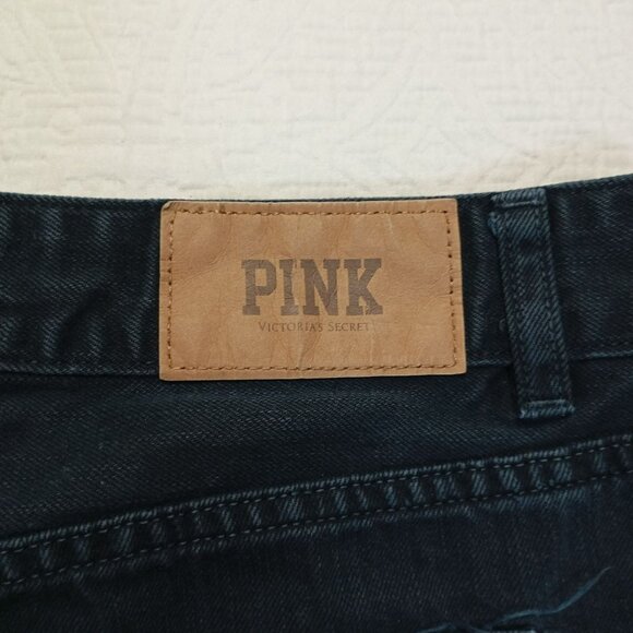 Victorias Secret Pink Shorts Womens Dark Wash Denim Distressed Frayed Hem Size 4 - Picture 4 of 8